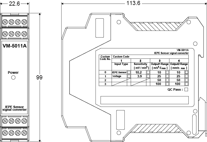 シグナルコンバーター(VM-5011A) 外形図