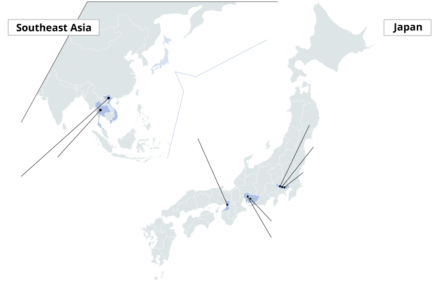 Map of test labs around the world