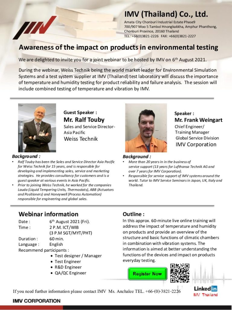 Webinar “Awareness of the impact on products in environmental testing”