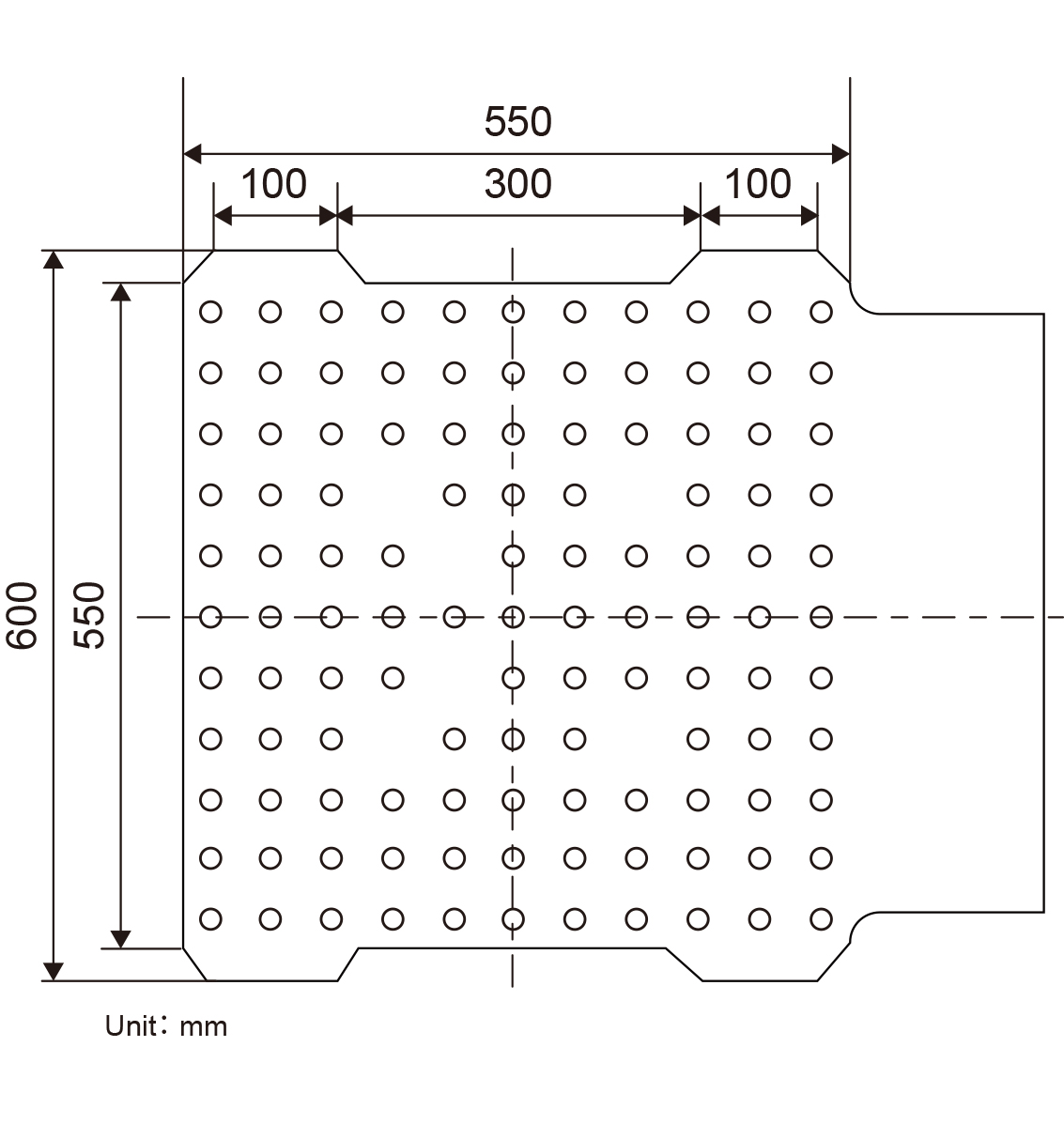 A55S/SA5HAM/H6-H10/C 水平補助テーブル　ネジパターン