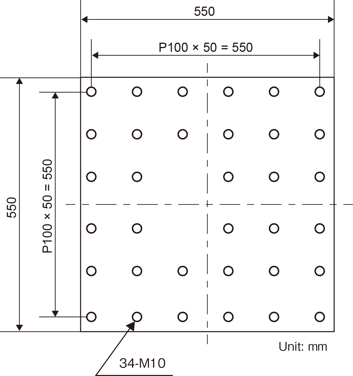 A55S/SA5HAM/H6-H10/C 水平補助テーブル　ネジパターン